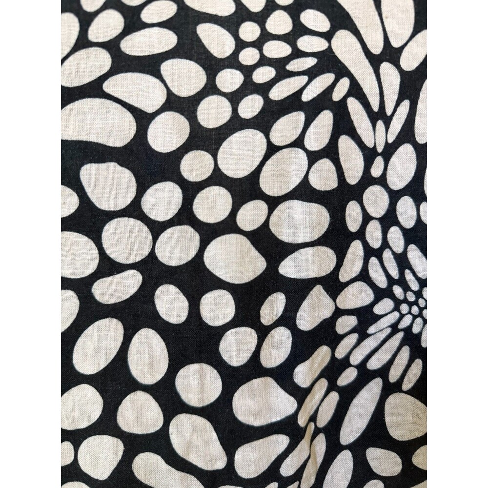 Saint Tropez West Shirt Women's 2X Beige Black Linen Button Up Boho Art Deco Top - Picture 7 of 11